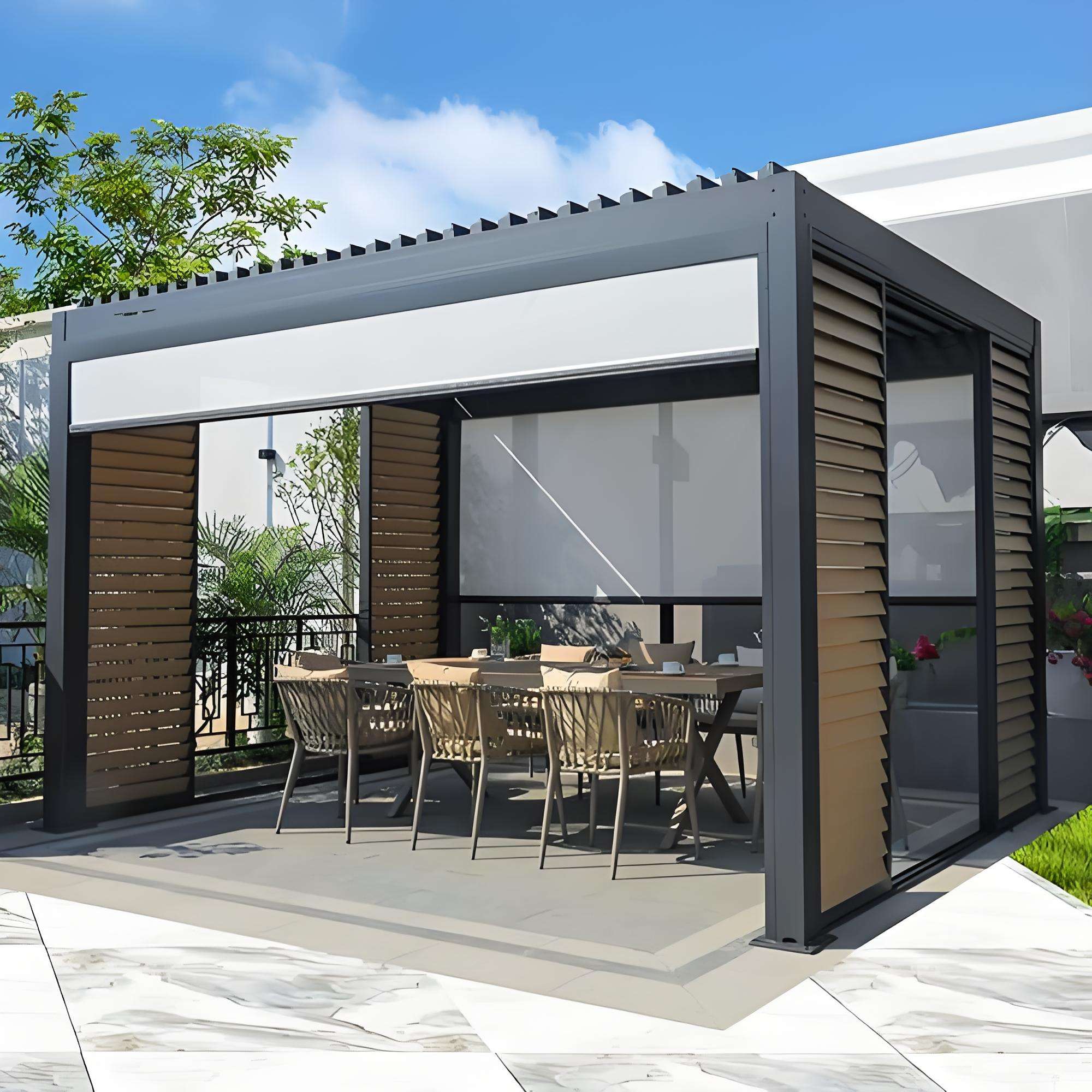 Power Driven Aluminum Pergola  - Outdoor Power For Gazebo review and price