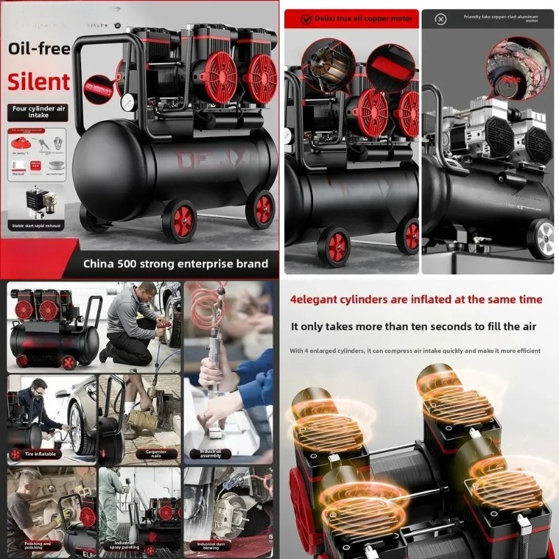 220V Portable Silent Oil-Free  - Air Compressor Portable review and price